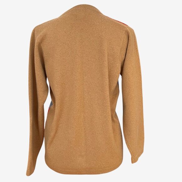 Neiman Marcus M cashmere cardigan geo pattern multicolors - Picture 5 of 8